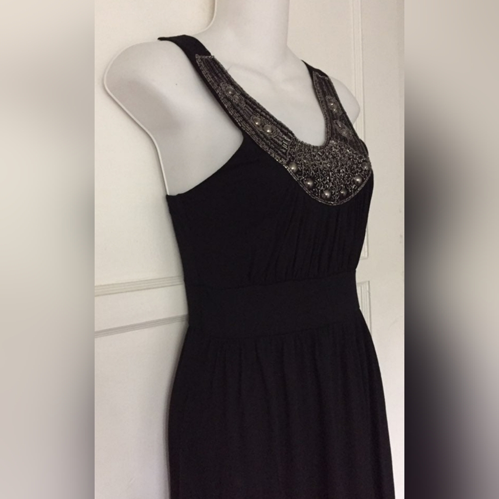 Soprano Black Beaded Sleeveless Dress Women's Size Medium